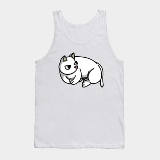 cute white cat lying down graphic neko Tank Top